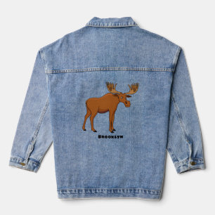 Funny moose cartoon illustration denim jacket