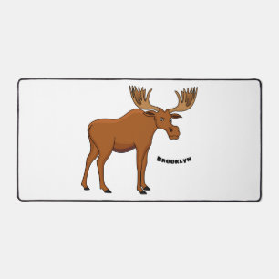 Funny moose cartoon illustration desk mat