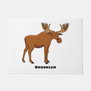Funny moose cartoon illustration doormat