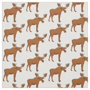 Funny moose cartoon illustration fabric