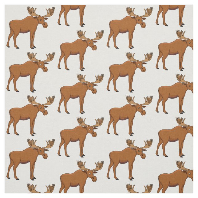 Funny moose cartoon illustration fabric (Swatch)