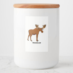 Funny moose cartoon illustration food label