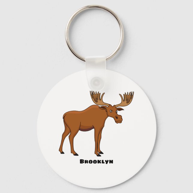 Funny moose cartoon illustration  key ring (Front)