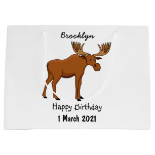 Funny moose cartoon illustration  large gift bag