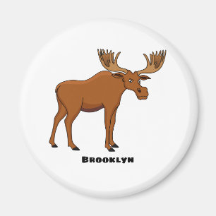 Funny moose cartoon illustration magnet