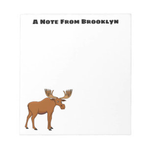 Funny moose cartoon illustration  notepad