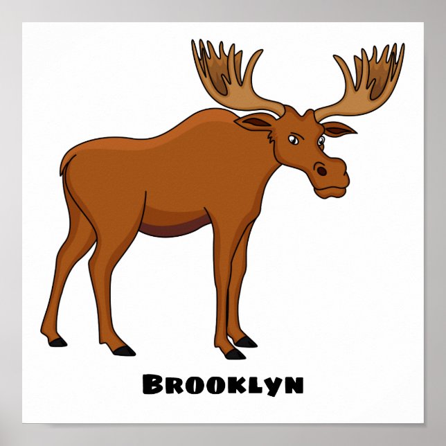 Funny moose cartoon illustration poster (Front)