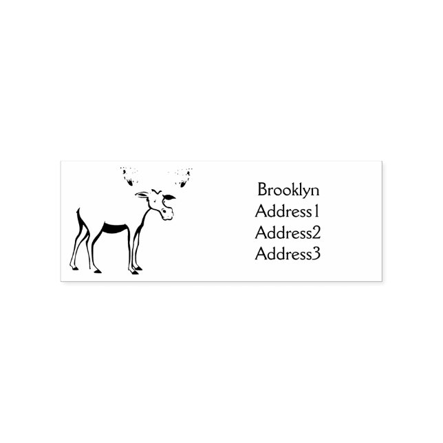 Funny moose cartoon illustration rubber stamp (Imprint)