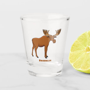 Funny moose cartoon illustration  shot glass