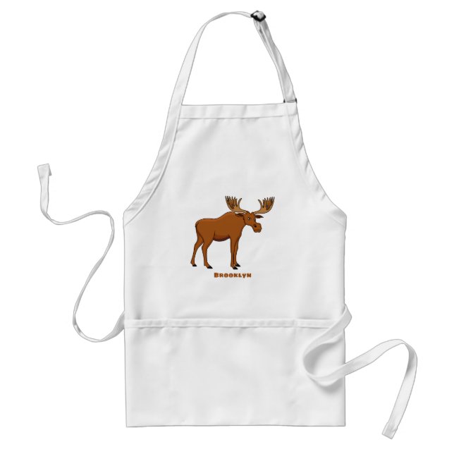 Funny moose cartoon illustration standard apron (Front)