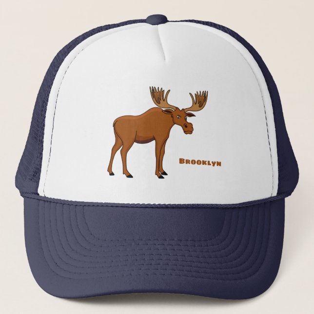 Funny moose cartoon illustration  trucker hat (Front)