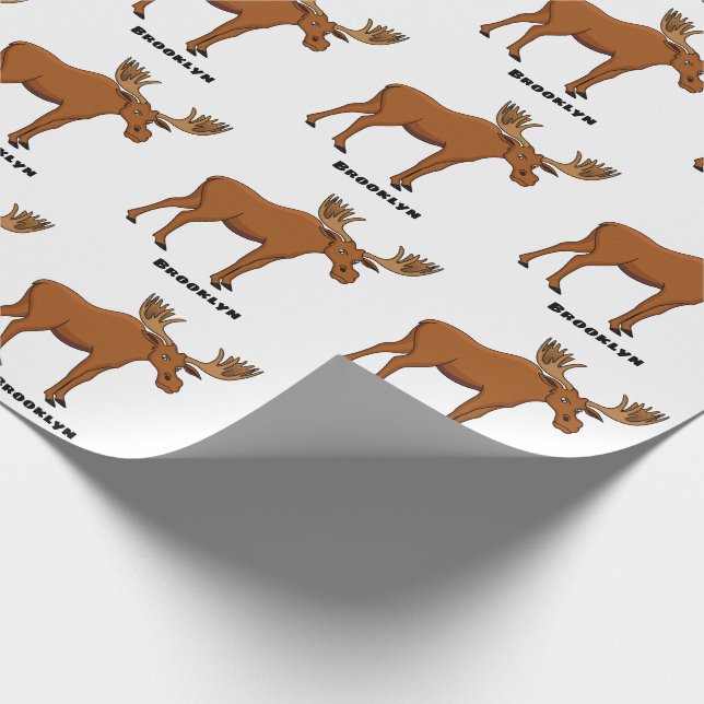 Funny moose cartoon illustration  wrapping paper (Corner)