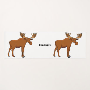 Funny moose cartoon illustration yoga mat