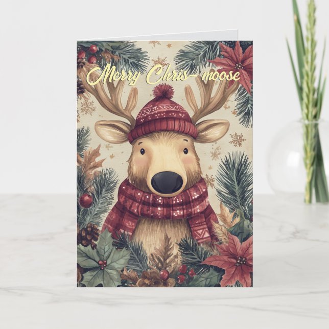 Funny Moose Christmas Card (Front)