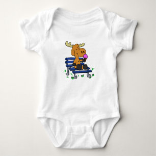 Funny moose eating ice cream   choose back colour baby bodysuit