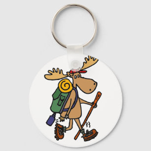 Funny Moose Hiker Key Ring