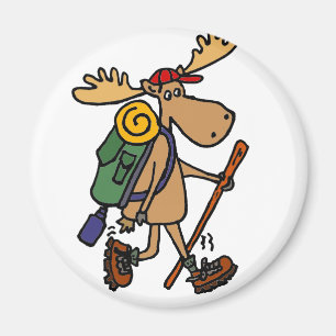 Funny Moose Hiker Magnet