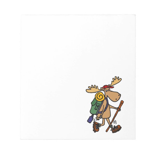 Funny Moose Hiker Notepad (Front)