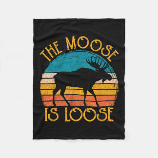 Funny Moose Is Loose Animal Apparel  Fleece Blanket