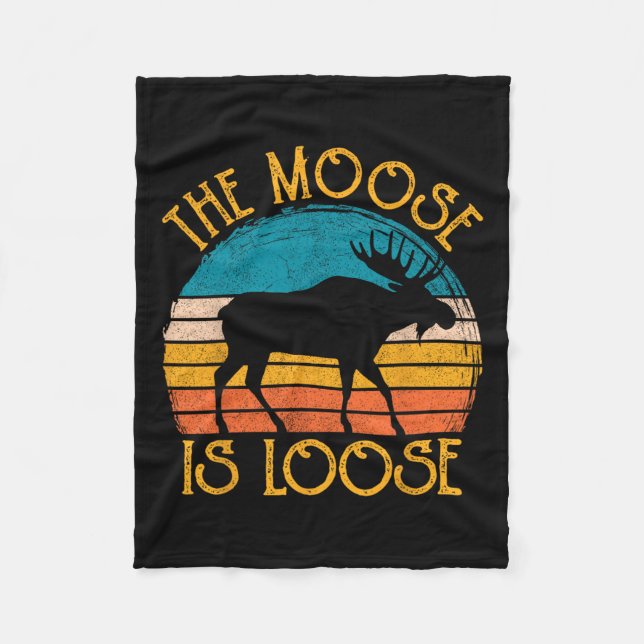 Funny Moose Is Loose Animal Apparel  Fleece Blanket (Front)