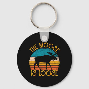 Funny Moose Is Loose Animal Apparel  Key Ring