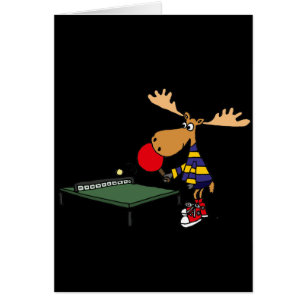 Funny Moose Playing Table Tennis Cartoon