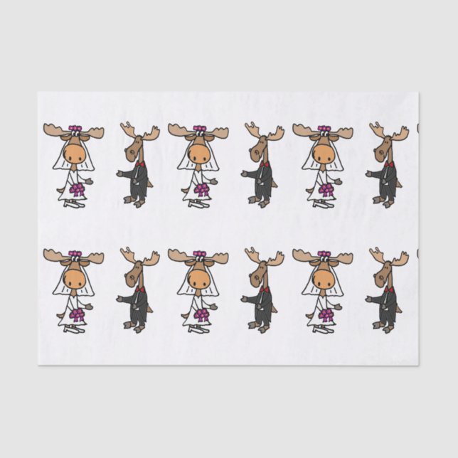 Funny Moose Wedding Tissue Paper (Front)