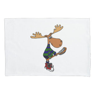 Funny Moose with Lacrosse Stick Art Pillowcase