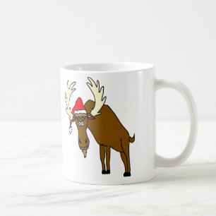 Funny Moose With Santa Hat Coffee Mug
