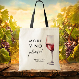 Funny More Vino Please Wine Themed Bridal Shower Tote Bag
