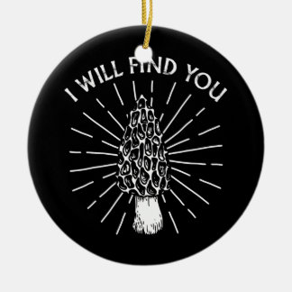 Funny Morel Mushroom Hunting Outdoor Summer Ceramic Ornament