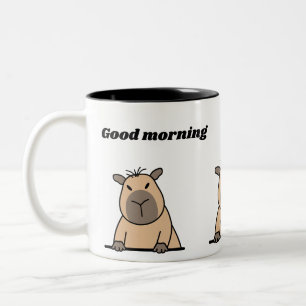 Funny Morning Capybara Mug   Cute Sleepy Coffee 