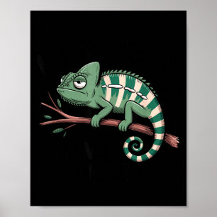 Funny Morning Person Coffee Lover Chameleon  Poster