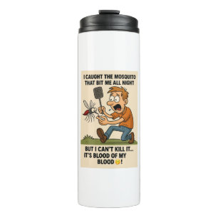 Funny Mosquito Cartoon – Bug Chase with Swatter Thermal Tumbler