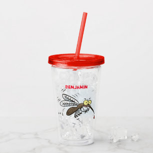 Funny mosquito insect cartoon illustration acrylic tumbler