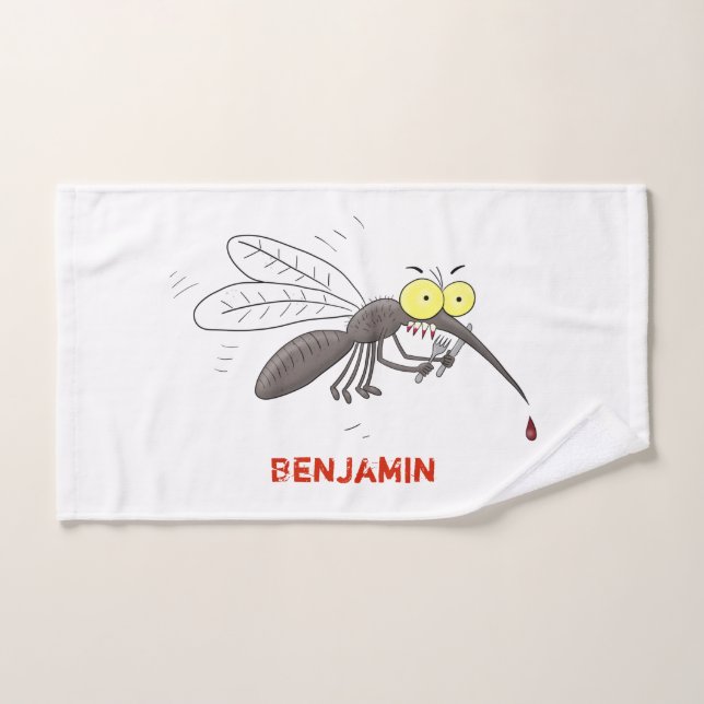 Funny mosquito insect cartoon illustration bath towel set (Hand Towel)