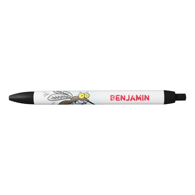 Funny mosquito insect cartoon illustration black ink pen (Front)