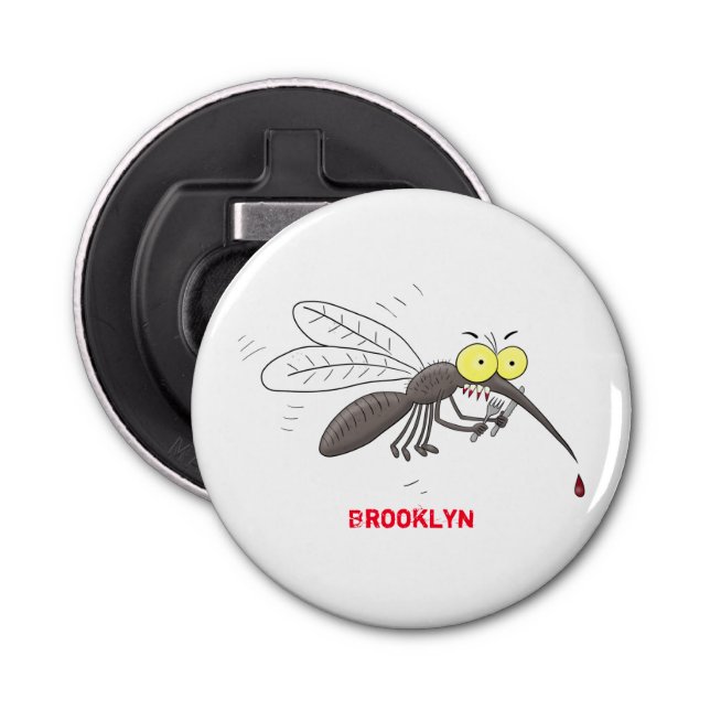 Funny mosquito insect cartoon illustration bottle opener (Front)
