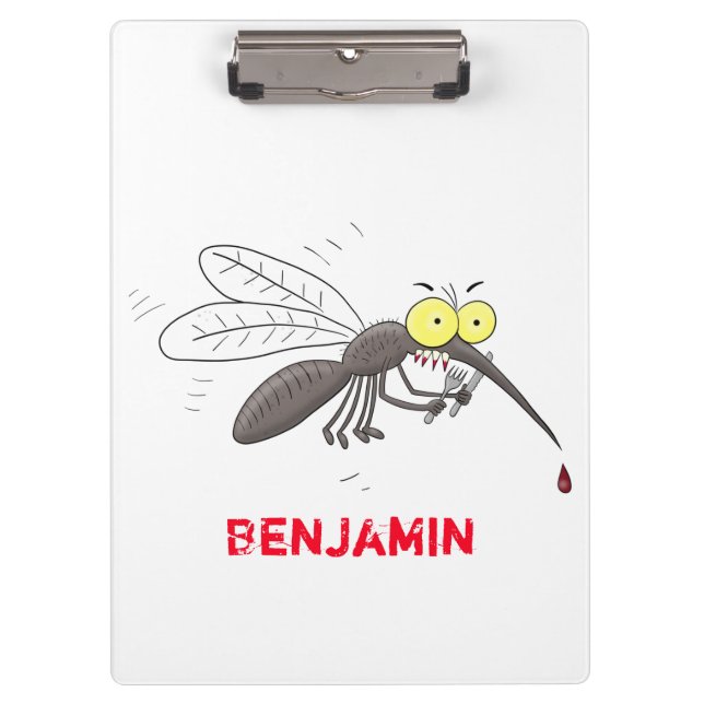 Funny mosquito insect cartoon illustration clipboard (Front)