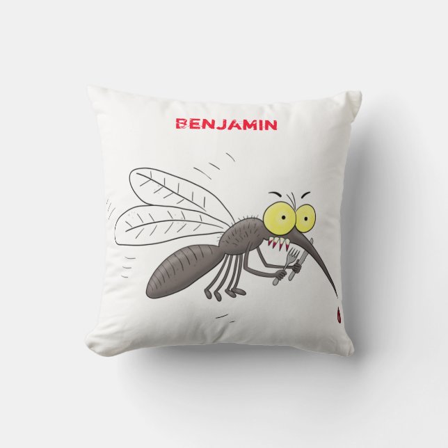 Funny mosquito insect cartoon illustration cushion (Front)