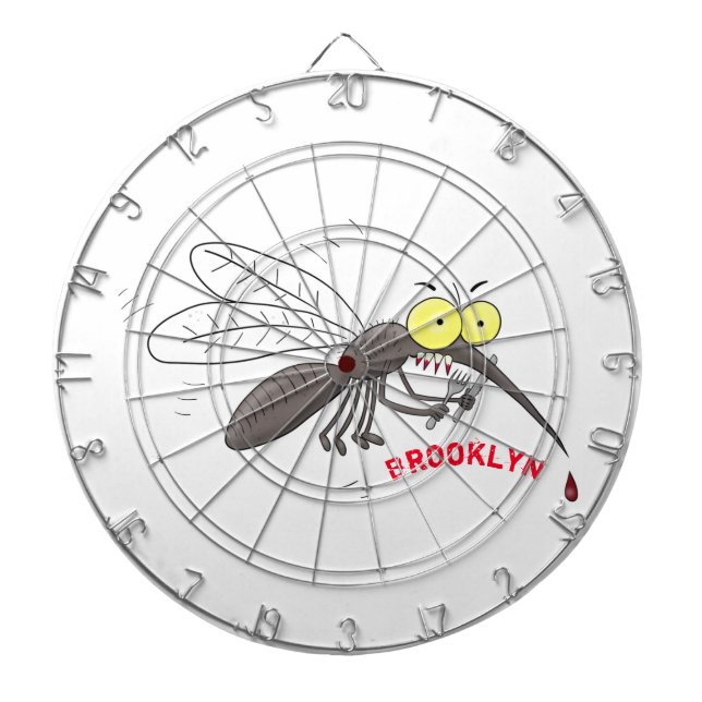 Funny mosquito insect cartoon illustration dartboard (Front)