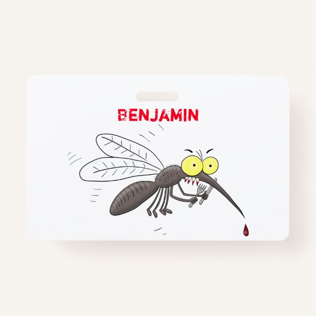 Funny mosquito insect cartoon illustration ID badge (Front)