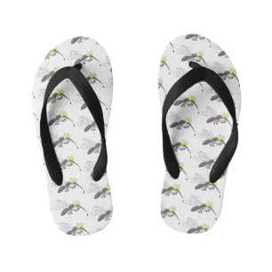 Funny mosquito insect cartoon illustration kid's thongs