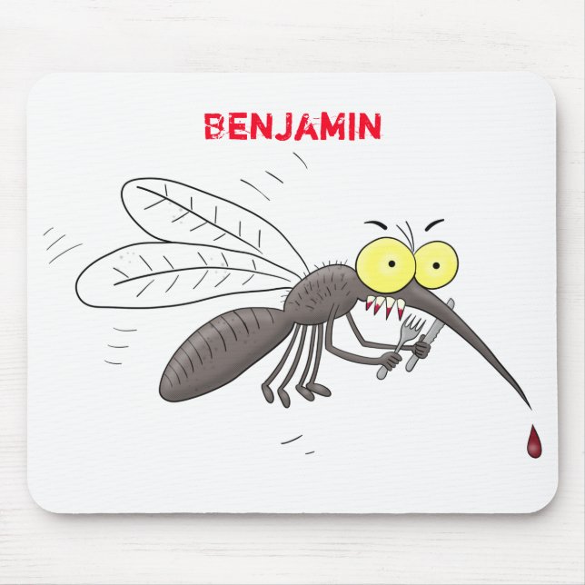 Funny mosquito insect cartoon illustration mouse pad (Front)