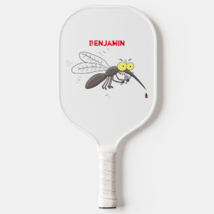 Funny mosquito insect cartoon illustration pickleball paddle