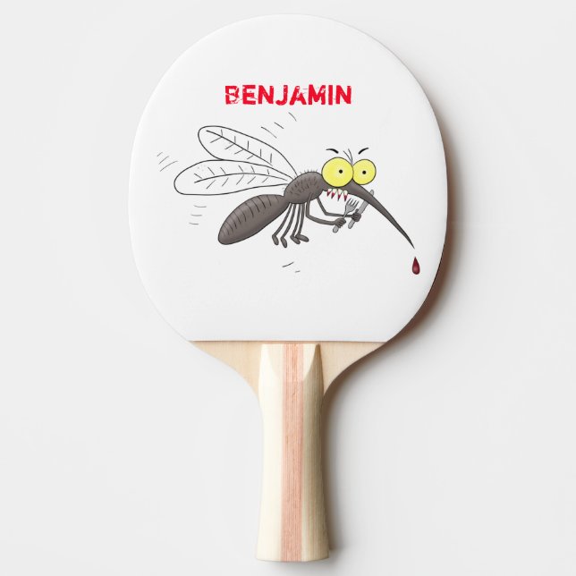 Funny mosquito insect cartoon illustration ping pong paddle (Front)