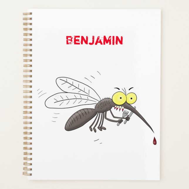 Funny mosquito insect cartoon illustration planner (Front)