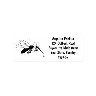 Funny mosquito insect cartoon illustration rubber stamp