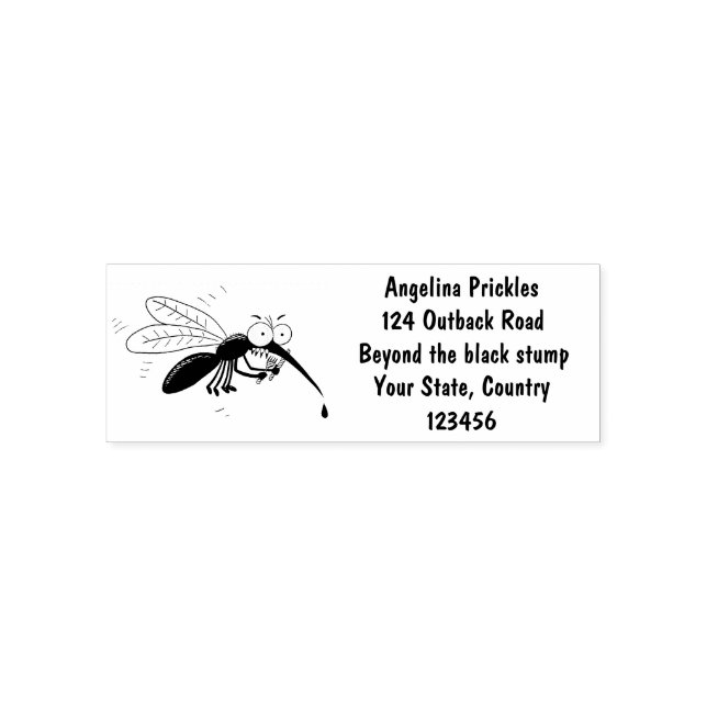 Funny mosquito insect cartoon illustration self-inking stamp (Design)