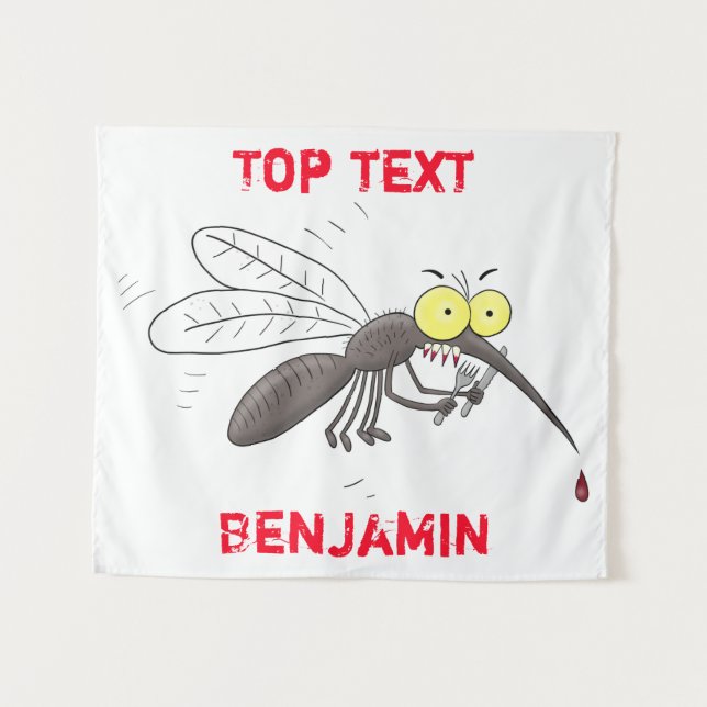Funny mosquito insect cartoon illustration  tapestry (Front (Horizontal))